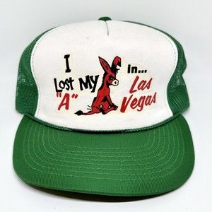 Vintage Lost My Ass in LAS VEGAS Hat Snapback Trucker Mesh Rope Cap Foam Casino‎